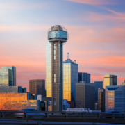 Dallas skyline at sunset with Reunion Tower — financial planning checklist for turning 65 in Dallas